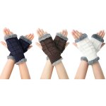 3 paires gants sans doigts femme gants d'hiver chauds gants avec trou de pouce tricots double paisse ...