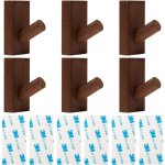 6 pices crochet adhesif mural couleur bois porte manteau sans percage pour entre, patere enfant, patere ...