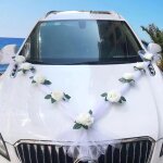 Kit de dcoration de voiture de mariage blanc, guirlande de mariage, dcoration de voiture, dcoration ...