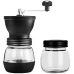 Ahlsen - moulin � caf� manuel portable moulins manuels poign�e en acier inoxydable livr� avec deux bocaux ...