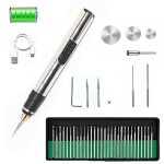 Stylo de gravure lectrique, lot de 42, graveur sans fil rechargeable usb, graveur rotatif portable bricolage ...