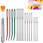 Aiguilles couture gros chas, 16 pieces aiguille a laine aiguille broderie canevas plastique aiguille ...