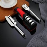 Aiguiseur couteaux, 3 en 1 affuteur couteau professionnel, eguiseur de couteau avec un grattoir cailles ...