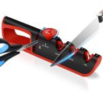 Aiguiseur de couteaux, 4 en 1 avec affteur de couteaux manuel ? bouton d'angle rglable en 6 tapes, ...