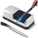 Aiguiseur de couteaux lectrique multifonction  3 niveaux pour couteaux de cuisine, systme d'afftage ...