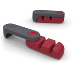 Aiguiseur � couteaux lames acier compact - affuteur couteaux cuisine compact - gris et rouge(1pcs)