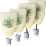 Lot de 4 housse hivernage plante, voile hivernage plante exterieur, avec cordon de serrage voile d'hivernage, ...