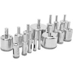 Aiperq jeu de 15 pi�ces de forets diamant�s, jeu de scies cloches, outil de coupe de marbre, c�ramique ...