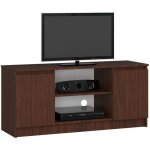 Akord - meuble tv pour salon weng� 120 cm 2 portes fa�ade weng� 2 �tag�res 120x40x55 cm
