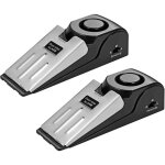 Alarme d'arr�t de porte sans fil mini, paquet de 2 but�es de porte en forme de cale bloquant le syst�me ...