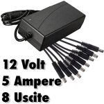 Alimentation stabilisee transformateur 12v 5a 8 sorties camera dvr strips Alimentation stabilisee transformateur 12v 5a 8 sorties camera dvr strips