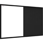 Tableau combi en lige noir / blanc magntique 90x60 cadre en bois laqu noir