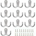 Lot de 10 pcs double crochet de manteau, porte manteau mural, double mtal crochets et patres rangement ...