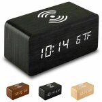 Alovez - r�veil num�rique bois avec chargeur sans fil, r�veil num�rique en bois avec affichage led de ...