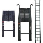 Aluminium noir Échelles télescopiques 6, 2m, escabeau telescopique avec crochets détachable, Échelle ... Aluminium noir Échelles télescopiques 6, 2m, escabeau telescopique avec crochets détachable, Échelle ...