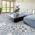 Ambiance - sticker - stickers sol anti - d�rapant avec protection - carreaux de ciment passerano - 120x120cm ...