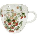 Tasse à thé en verre double paroi 200 ml - fraises Tasse à thé en verre double paroi 200 ml - fraises