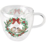 Tasse � th� moineaux en verre double paroi