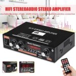 Amplificateur hifi bluetooth st�r�o audio radio fm 2 canaux voiture maison t�l�commande prise eu dc 12v ...