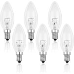 Ampoule incandescence bougie e14 60w 230v, ampoule flamme e14, dimmable blanc chaud 2700k, 600lm, c35 ...