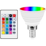 Ampoule led e14 3w rvb ? changement de couleur blanc froid ? 350lm ? t�l�commande incluse ? angle de ...