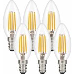 Ampoule led e14 lot de 6, bougie ampoules led e14 4w, e14 ampoule led � filament blanc chaud 2700k, 420lm ...