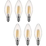 Ampoule led e14 dimmable bougie led e14 4w blanc chaud 2700k, filament led petit culot � vis, equivalent ...
