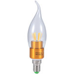 Ampoule led � filament cob e14 4w 85 - 265v, ampoule bougie � �conomie d'�nergie, flamme dor�e, blanc ...