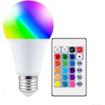 Ampoule led rgbw e27 15 w � changement de couleur avec t�l�commande infrarouge pour �clairage domestique, ...