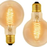 Ampoule vintage globe g80 e27 dimmable 60w blanc chaud 2700k, 600lm, lot de 2