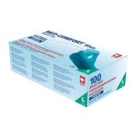 100x gants jetables med comfort blue vitril taille l bleu m�lange vinyle - nitrile - 01251 l - ampri