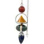 Ancient wisdom - pendule de pierres pr�cieuses � quatre �l�ments - jaspe rouge. aventurine jaune. mousse ...