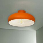 Andora plafonnier industriel en m�tal orange peint � la main - lustre vintage e27 �40 cm pour salon, ...