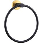 Anneau porte - serviettes noir et or, porte - serviettes pivotant en acier inoxydable simple angle, support ...