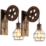 Lot de 2 appliques murales industrielle, Éclairage mural vintage poulie lampe de mur luminaire intérieur ... Lot de 2 appliques murales industrielle, Éclairage mural vintage poulie lampe de mur luminaire intérieur ...