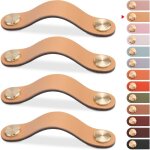 4pcs poigne meuble cuir, bouton porte placard poignee cuir bouton de tiroir, poignee de meuble vintage ...