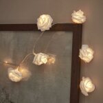Aougo - guirlande lumineuse, 20 imitations roses, guirlande lumineuse led blanc chaud,  piles, nol, ...