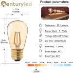 Aougo - led e27 vintage ampoule, st45 faciles � 1w=10w ampoules � incandescence, super blanc chaud 2200 ...