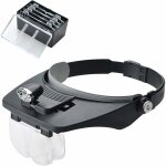 Loupe bandeau avec 2 lumires led, casque mains libres mont sur la tte avec 4 lentilles amovibles pour ...