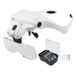 Lunettes loupe avec 2 lumi�res led, frontale grossissantes casque loupe mains libres pour couture, lecture ...