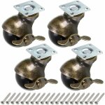 Aougo - roue � bille en bronze, 50mm roulettes � bille, roulettes � boule arrondie avec frein, remplacement ...