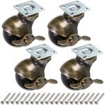 Aougo - roue � bille en bronze, 50mm roulettes � bille, roulettes � boule arrondie avec frein, remplacement ...