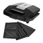 Appareil a croque - monsieur 3 en 1 - sencor - ssm 9410ss - 700 w - 3 plaques - botier cooltouch - argent ...
