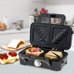Appareil � gaufres 3 - en - 1 presse � panini et grille - pain avec plaques antiadh�sives amovibles machine ...