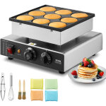 Appareil a pancake 9pcs 76 mm, crepiere commerciale 850 w, appareil a poffertjes dorayaki en acier inoxydable ...