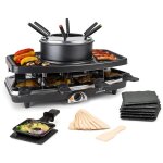Klarstein appareil a raclette et fondue 3 - en - 1, machine a raclette avec pierrade de 11w, gril en ...