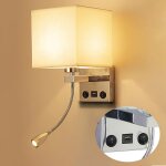 Applique de chevet, flexible usb led applique murale liseuse chambre bras oscillant titulaire e27 veilleuse ...