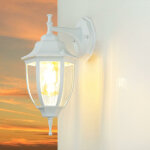 Licht - erlebnisse - applique d'ext�rieur lyon blanche avec bras au design rustique en forme de lanterne ...