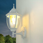 Applique d'ext�rieur lyon blanche au design rustique en forme de lanterne �tanche ip44 h:35, 5 cm e27 ...