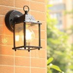 Applique d'ext�rieur rustique en noir ip43 e27 applique murale en forme de lanterne pour ext�rieur �tanche ...